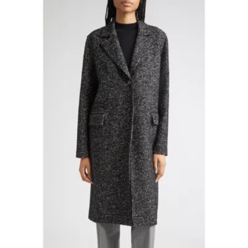 Lafayette 148 New York || Bouclé Tweed Longline Jacket Coat Black XL